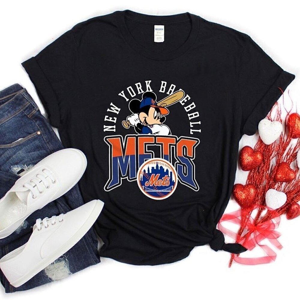 Mets Disney Baseball T Shirt Mickey Mouse MLB Graphic Fan Gift Retro Cartoon Tee